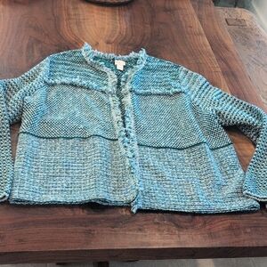 Chico's Textured Blue Cardigan